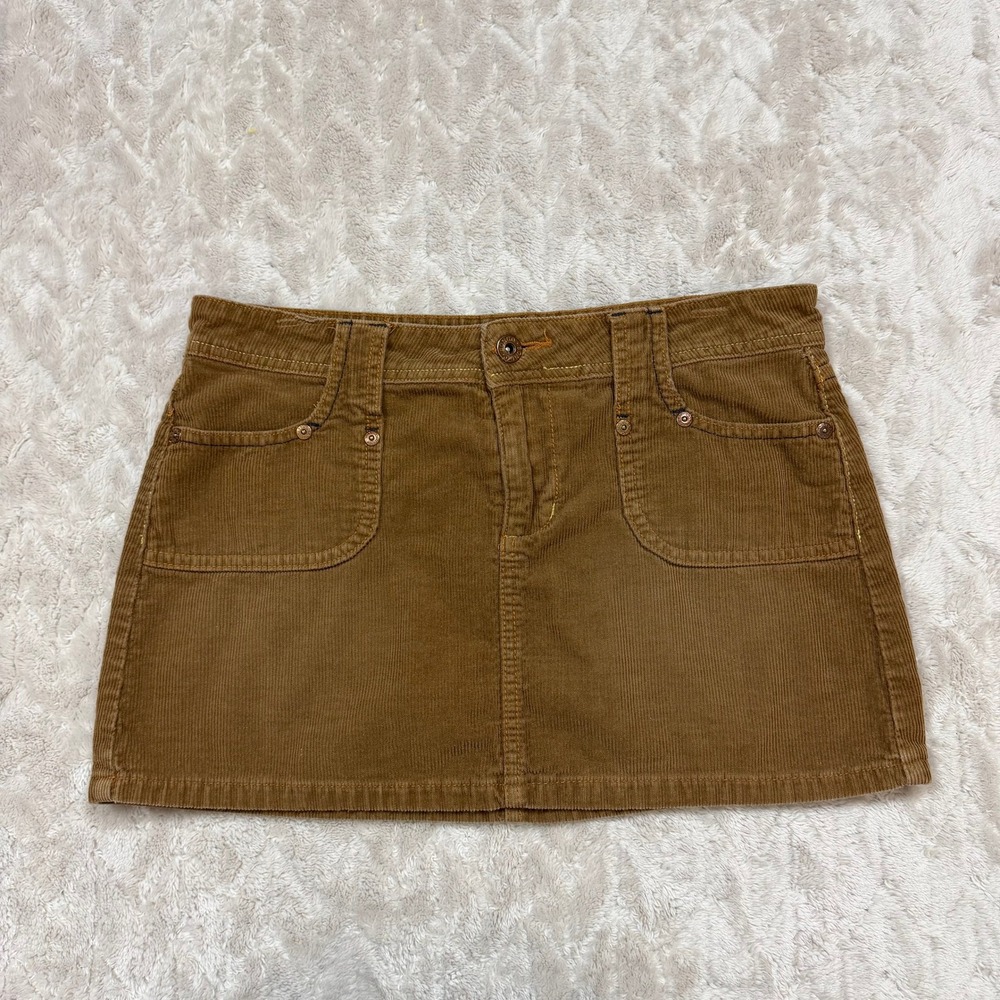 Bongo Brown Corduroy Mini Skirt Size 3 Y2K Utility Indie Sleaze Vintage Style